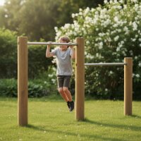 Doppelreck aus Robinie mit Edelstahl-Turnstangen